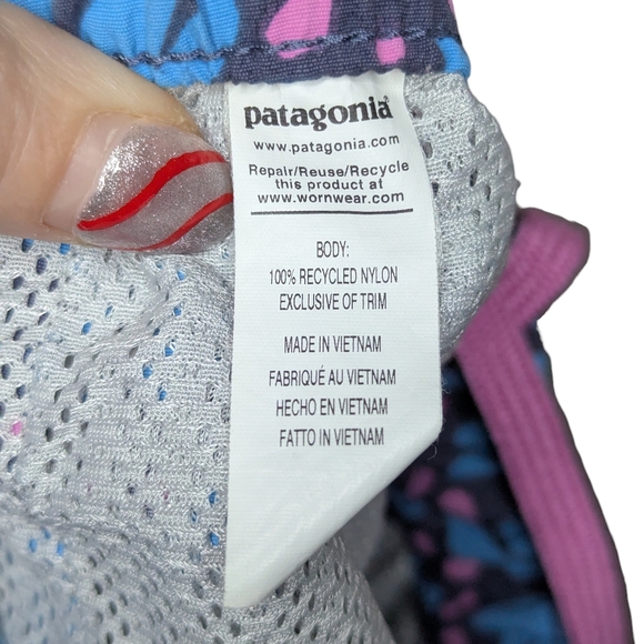 Patagonia Barely Baggies Blue Pink Floral Athletic Women's Shorts Small Outdoor - Picture 8 of 12